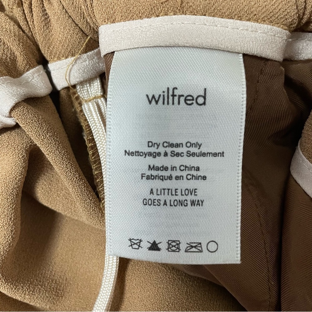 Aritzia Wilfred Pants Wide Leg Tan Size S Office Elastic Waist - Picture 12 of 14